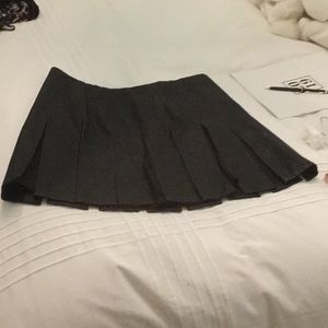 Leather slit mini skirt